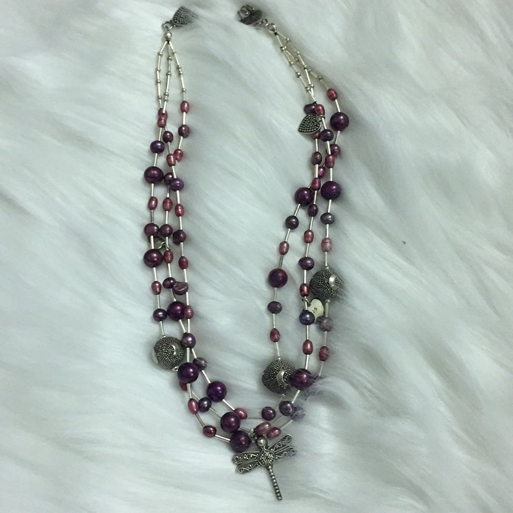 Silver and cultured pearl necklace